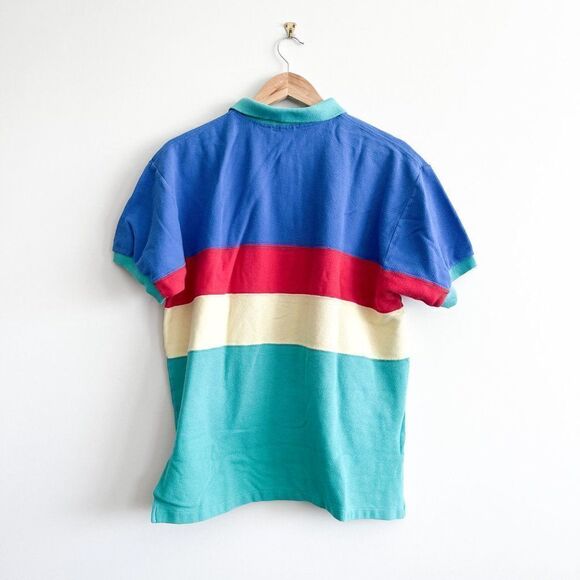 IZOD Lacoste Mens Polo Shirt Short Sleeve Colourblock Blue Red Green Size XL - Picture 2 of 6